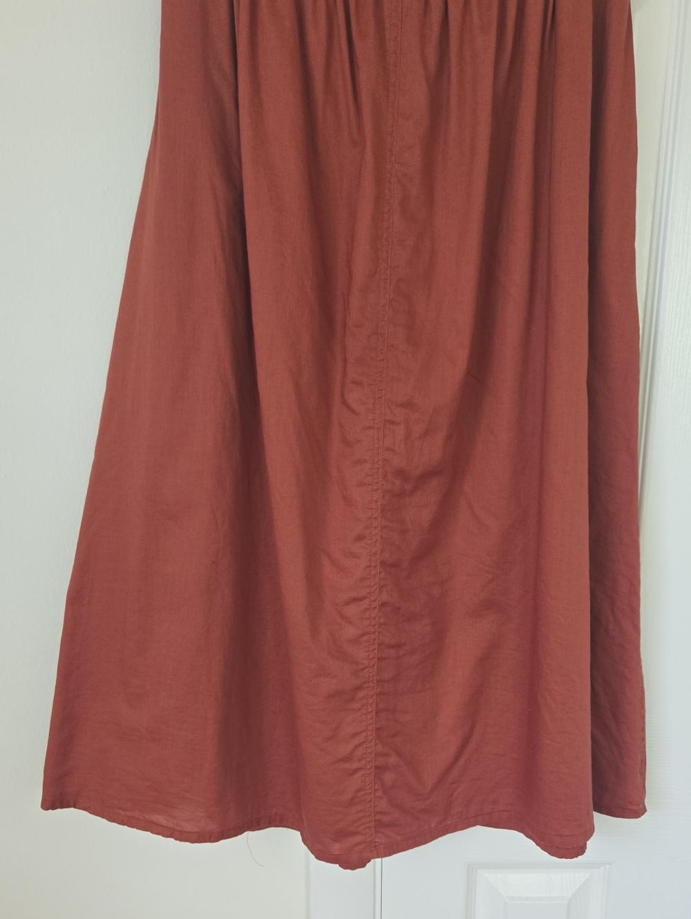 Madewell Patio Button-Front Lined Midi Skirt Rust Brown Size Large NWT - Picture 9 of 11